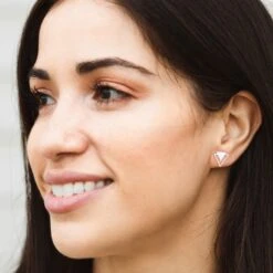 Triangle Stud Twain Earrings, Geometric Silver Post Earrings, Minimalist Jewellery, Christmas Gift Earrings -Jewellery Soldes Boutique il fullxfull.2521273461 ajs1