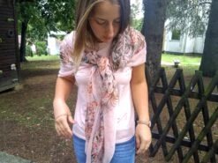 Pink Printed Scarf. Sheer Head Bohemian Autumn Bridesmaid Modern Wing Floral Scarf. Christmas Gift. -Jewellery Soldes Boutique il fullxfull.2529174091 hs84