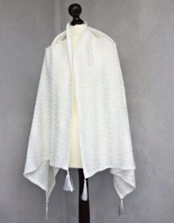 Winter Bridal Shawl, Wedding Oversize Wrap, Sequined Bridal Coverup, Ivory Textured Scarf, Women Tassel Stole, Bridesmaid Christmas Gift -Jewellery Soldes Boutique il fullxfull.2530190364 osk1