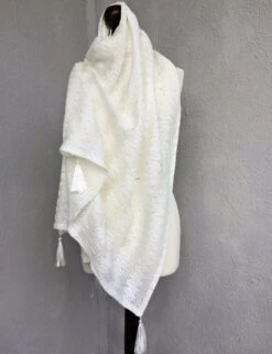 Winter Bridal Shawl, Wedding Oversize Wrap, Sequined Bridal Coverup, Ivory Textured Scarf, Women Tassel Stole, Bridesmaid Christmas Gift -Jewellery Soldes Boutique il fullxfull.2530191394 qa20
