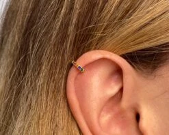 Multicolored Huggie Hoop Earrings • Christmas Earrings • Gold Conch Hoop • Cartilage Hoop • Holiday Hoop Earrings • Tragus • Rainbow Earring -Jewellery Soldes Boutique il fullxfull.2533143319 cvrl