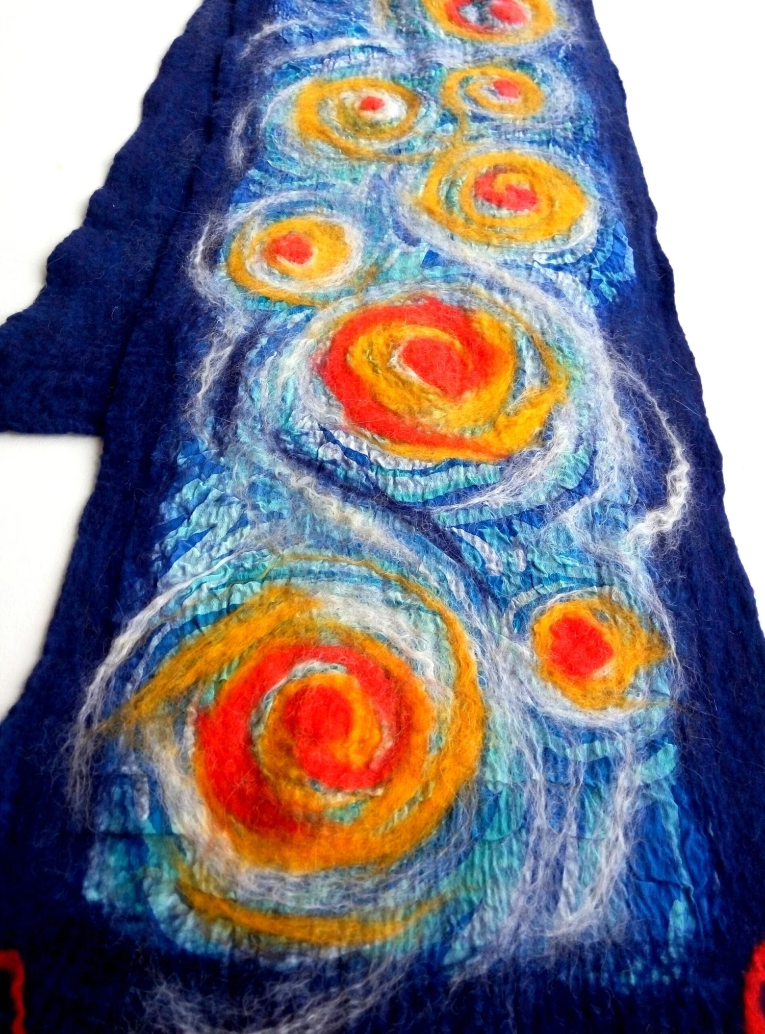 Van Gogh Scarf, Nuno Felted, Wool Winter Scarf, Hand Painted Silk, Art Scarf, Merino Wool, Soft Scarf, Christmas Present, Gift For Friend, 5 Van Gogh Scarf, Nuno Felted, Wool Winter Scarf, Hand Painted Silk, Art Scarf, Merino Wool, Soft Scarf, Christmas Present, Gift For Friend, - Image 3