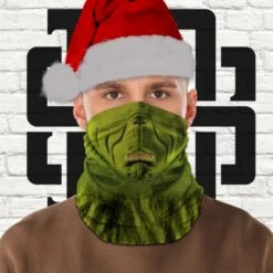Face Mask Christmas Grumpy PPE Tubular Bandana Neck Warmer Snood Scarf Multi Purpose Use Head Wrapping Paper Gift Festive Winter Pattern