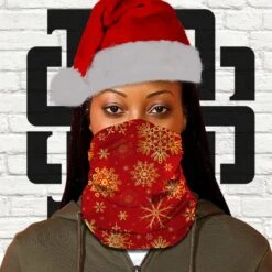 Face Mask Christmas Snow Flakes Pattern PPE Tubular Bandana Neck Warmer Snood Scarf Head Wrap Gift Festive Winter Gift