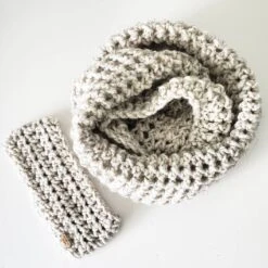 Christmas Gift Set, Holiday Gift Set, Chunky Scarf And Earwarmer, Infinity Scarf, Winter Scarf, Headband, Crochet Scarf Set, Womens Gift Set