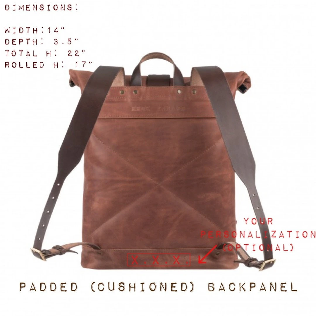 Leather Backpack Men Roll Top Backpack Computer Backpack Laptop Purse For Men Christmas Gift 6 Leather Backpack Men Roll Top Backpack Computer Backpack Laptop Purse For Men Christmas Gift - Image 4