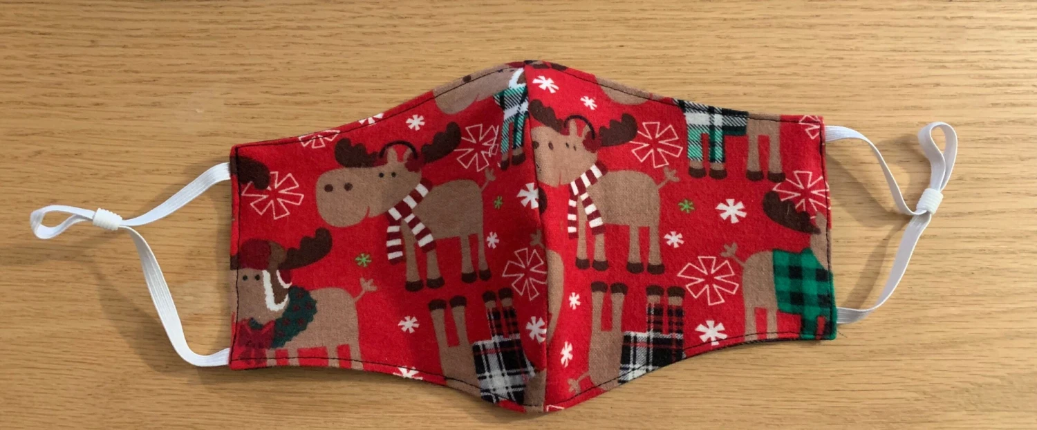 Christmas Moose Adjustable Face Mask Reversible & Washable! NEW 3 Christmas Moose Adjustable Face Mask Reversible & Washable! NEW