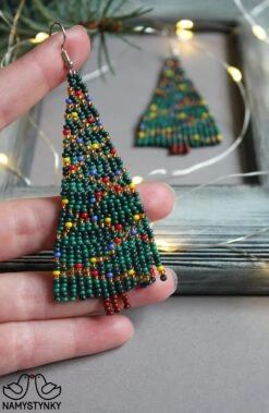 Christmas Tree Beaded Earrings New Year Earrings Green Long Earrings Christmas Gift Seed Bead Earrings Boho Earrings New Year Fringe Earring -Jewellery Soldes Boutique il fullxfull.2633948452 10pg