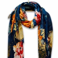 Vintage Peony Flowers Blue Cotton Scarf/Spring Summer Autumn Scarf/Gifts For Her/Scarf Women/Gifts For Mom/Christmas Gifts/Birthday Gifts -Jewellery Soldes Boutique il fullxfull.2634863961 gcgz