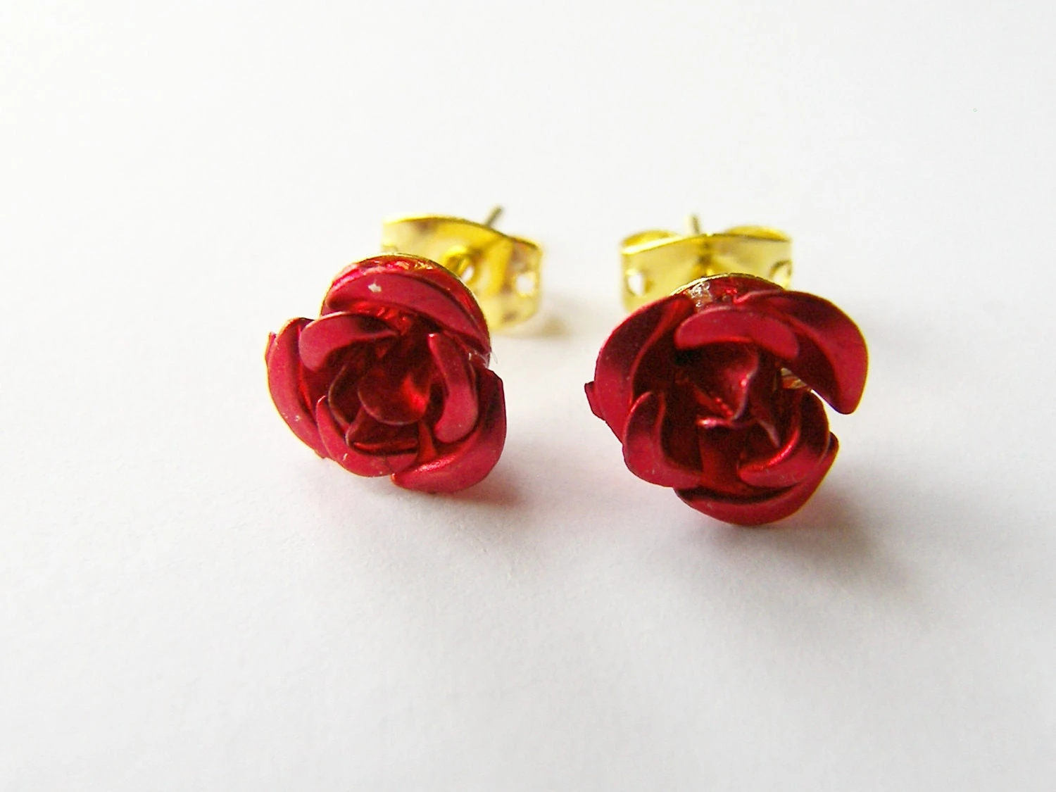 Christmas Gift, Dainty Red Rose Earrings, Studs, Post 3 Christmas Gift, Dainty Red Rose Earrings, Studs, Post