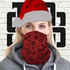 Christmas Face Mask PPE Tubular Bandana Neck Warmer Snood Scarf Biker Multi Purpose Use Head Wrap Gift Snow Flakes Festive Winter Pattern -Jewellery Soldes Boutique il fullxfull.2670723609 2ka8