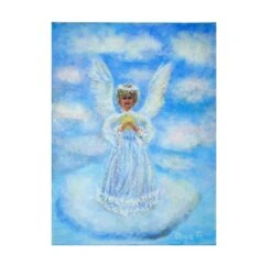 Angel Art Unique Painting Cute Gift Ideas Christmas Gift Family Happy Angel First Baby Figurative Picture Fantasy Art Angel Christmas Art