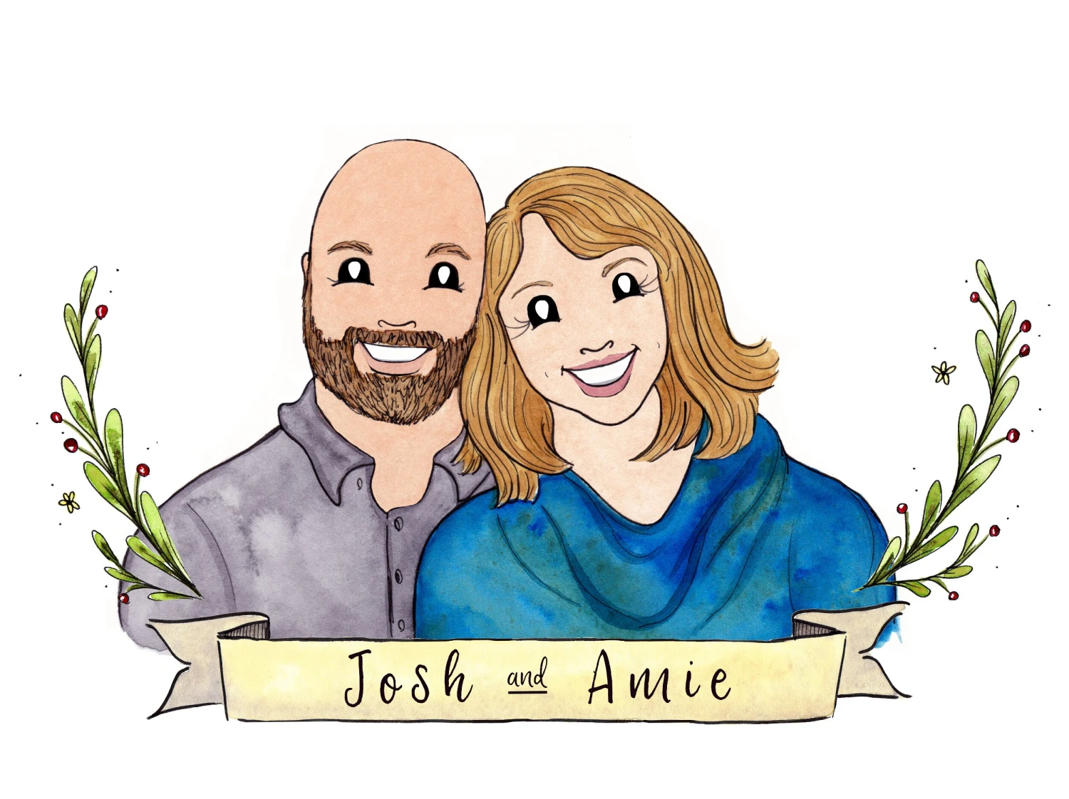 Christmas Gift, Family Portrait, Custom Watercolor, Family Illustration, Wedding Gift, Anniversary Present 9 Christmas Gift, Family Portrait, Custom Watercolor, Family Illustration, Wedding Gift, Anniversary Present - Image 7