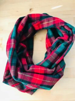 Plaid Scarf, Infinity Scarf, Flannel Scarf, Fashionable Scarf, Unisex Fashion, Gift For Best Friend, Christmas Gift, Handmade Gift, For Her