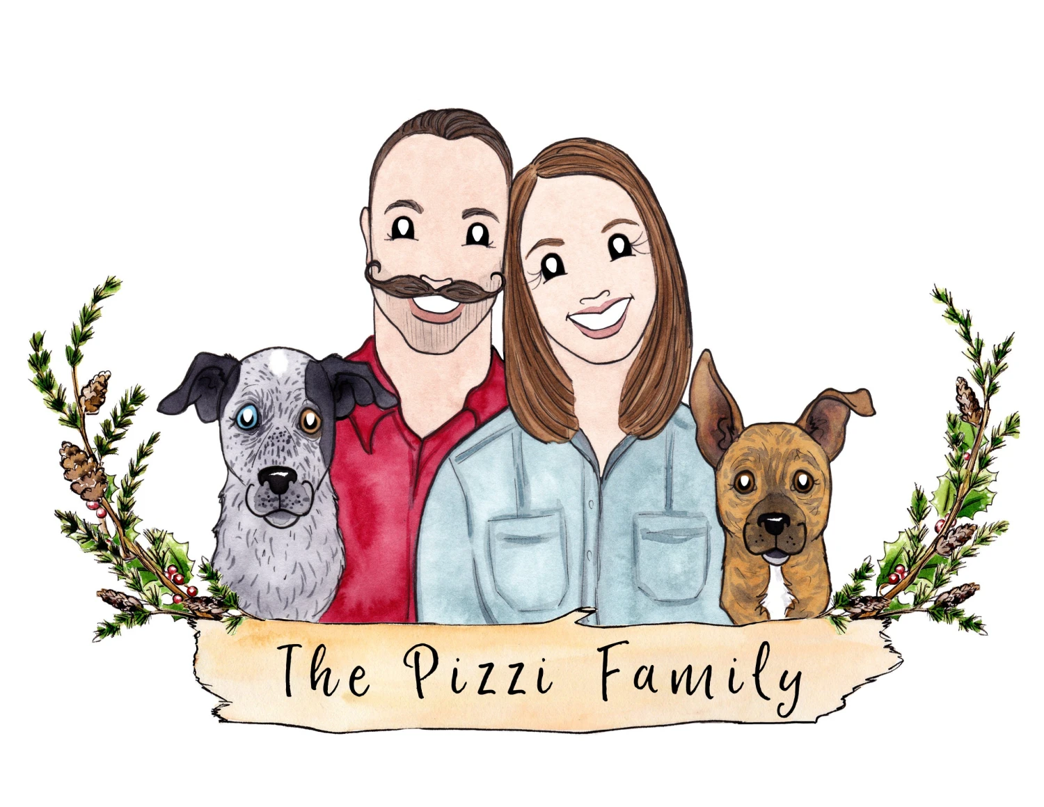 Christmas Gift, Family Portrait, Custom Watercolor, Family Illustration, Wedding Gift, Anniversary Present 7 Christmas Gift, Family Portrait, Custom Watercolor, Family Illustration, Wedding Gift, Anniversary Present - Image 5