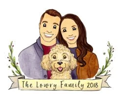 Family Portrait, Custom Watercolor Illustration, Hipster Christmas Gift -Jewellery Soldes Boutique il fullxfull.2738272833 rumn