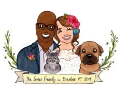 Family Portrait, Custom Watercolor Illustration, Hipster Christmas Gift -Jewellery Soldes Boutique il fullxfull.2738273079 m0zv