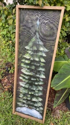 Christmas Tree,Christmas Tree Window Screen Art, Rustic Christmas Decor, Outdoor And Indoor Decor,pine Tree, Snow