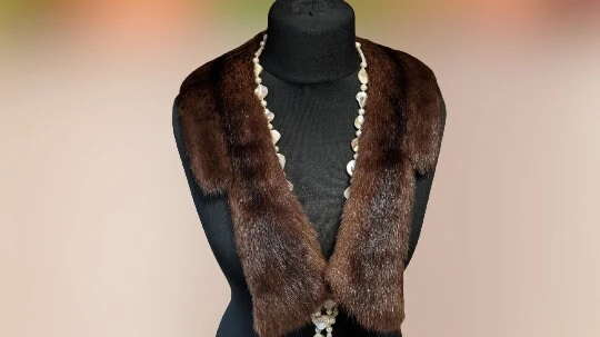 Vintage Brown Real Fur Collar Warm Gift For Her Christmas 3 Vintage Brown Real Fur Collar Warm Gift For Her Christmas