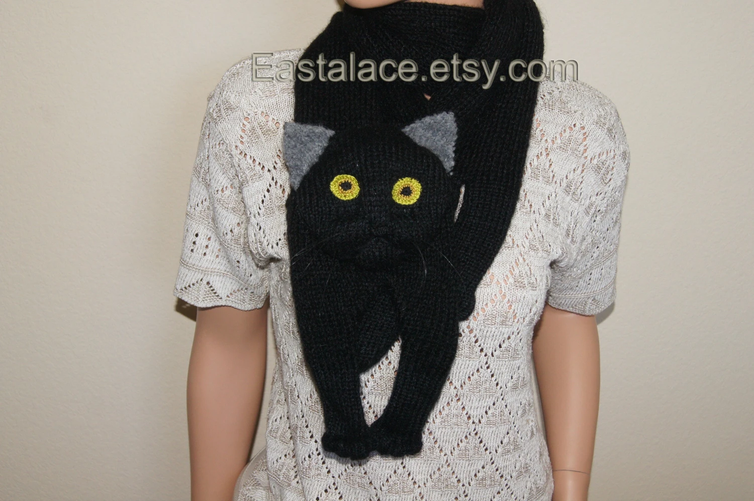 Black Cat Scarf Knitting Christmas Gift, Knitting Cat Scarf 8 Black Cat Scarf Knitting Christmas Gift, Knitting Cat Scarf - Image 6
