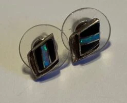 Navajo Multi Stone Sterling Earrings Opals Jet 925 Silver Vintage Southwestern Native American Jewelry Christmas Birthday Graduation Gift