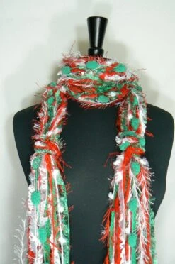 Christmas Fringe Knotted Scarf In Red, Green And White, Scarf Necklace, Christmas Scarf For Women, Scarf For Christmas Party 11 Christmas Fringe Knotted Scarf In Red, Green And White, Scarf Necklace, Christmas Scarf For Women, Scarf For Christmas Party -Jewellery Soldes Boutique il fullxfull.280672352