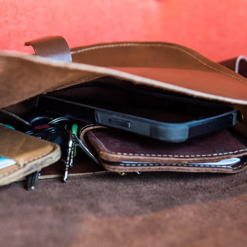 Personalized Leather Crossbody Bag Purse Pouch Tote Gift For Her-Custom Monogram-Christmas Gift-Brown-Full Grain Leather-The Derby 8 Personalized Leather Crossbody Bag Purse Pouch Tote Gift For Her-Custom Monogram-Christmas Gift-Brown-Full Grain Leather-The Derby - Image 6