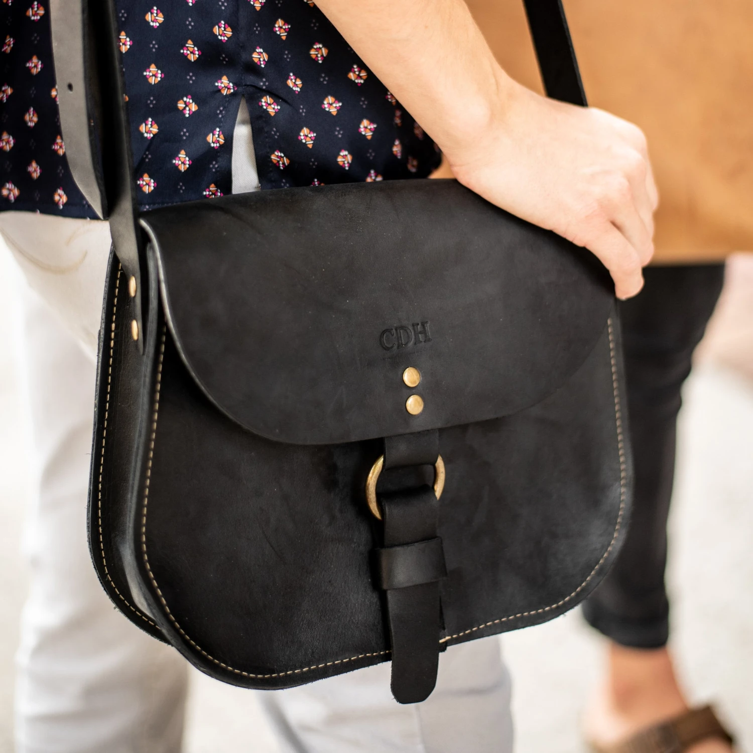 Personalized Leather Crossbody Bag Purse Pouch Tote Gift For Her-Custom Monogram-Christmas Gift-Brown-Full Grain Leather-The Derby 4 Personalized Leather Crossbody Bag Purse Pouch Tote Gift For Her-Custom Monogram-Christmas Gift-Brown-Full Grain Leather-The Derby - Image 2