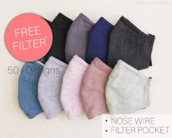 Muslin Cotton Filter Pocket 4 Layers Face Mask | Reusable And Washable | Protective Mask | Christmas Gifts For Mom | Heather Plain Face Mask