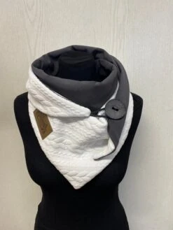 Warm Scarf Cable Pattern With Button White Gray Knitted Gift Christmas Wrap Scarf Triangular Scarf Women From Delimade