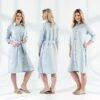 Linen - Collared Linen Shirt Dress | 3/4 Sleeve, Relaxed Fit | Belt | Pockets | - 1002-3 - Christmas Gift - Gift For Her