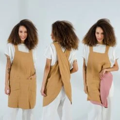 Durable Linen Pottery Apron | Natural Potter's Apron With Pockets | Christmas Gift For Mother Girlfriend -Jewellery Soldes Boutique il fullxfull.2984643572 f4vb