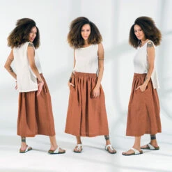 Linen Skirt With Pockets | Pleated Elastic Waist Washed Linen Skirt | Midi Skirt | - 1024 - Christmas Gift - Gift For Her -Jewellery Soldes Boutique il fullxfull.2995858172 m1b0