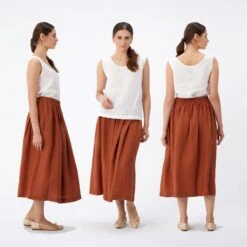 Linen Skirt With Pockets | Pleated Elastic Waist Washed Linen Skirt | Midi Skirt | - 1024 - Christmas Gift - Gift For Her -Jewellery Soldes Boutique il fullxfull.3043571027 dovt