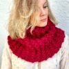 Outlander Cowl, Infinity Scarf In Christmas Red, Chunky Hand Knitted Shoulder Cape, Neck Warmer, Christmas Gift, Outlander Gifts