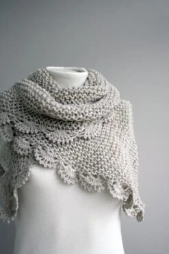 Knitted Triangle Wrap Shawl, Beige Hand Knit Shawl, Shawl For Woman, Knit Triangle Wrap Scarf, Knitted Capes, Christmas Gift For Her