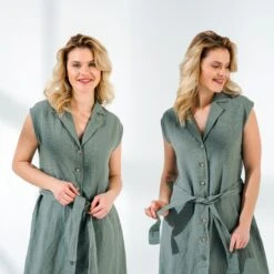 Sleeveless Tunic Linen Dress With Belt | Christmas Gift | Button-Down Linen Tunic Dress | Sleeveless Summer Dress | Relaxed Fit | - 1035 -Jewellery Soldes Boutique il fullxfull.3170475796 f3jw