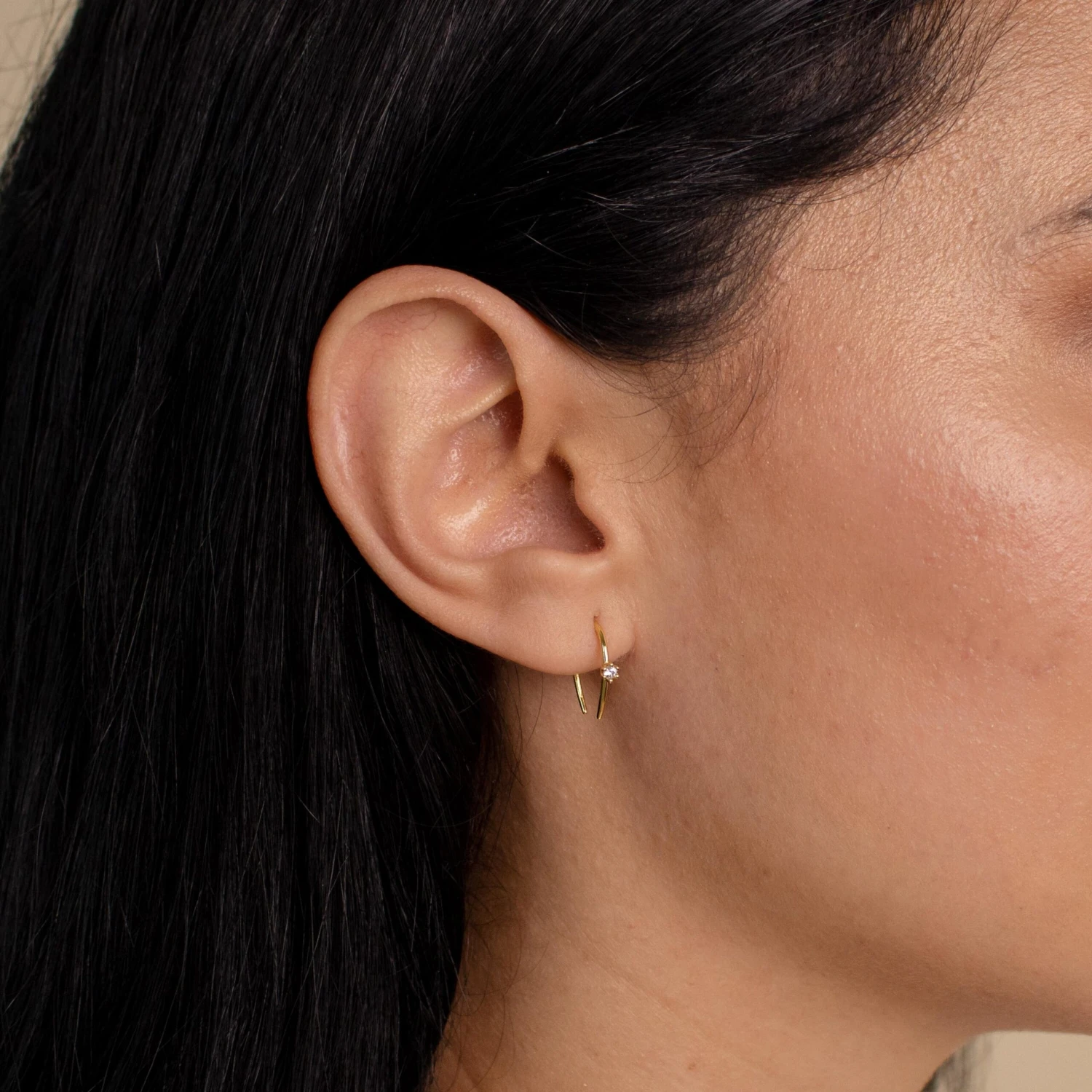 Tiny Diamond Hoops • Dainty Earrings • Gold Hoop Earrings • Threader Earrings • Bridesmaid Gift • Perfect Christmas Gift For Her • ER155 9 Tiny Diamond Hoops • Dainty Earrings • Gold Hoop Earrings • Threader Earrings • Bridesmaid Gift • Perfect Christmas Gift For Her • ER155 - Image 7