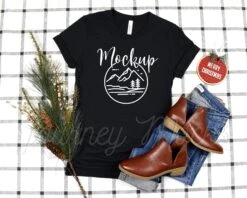 3001 Christmas Mockup Black Heather | Bella Canvas 3001 Mockup | 3001 Bella Mockup | Bella Canvas Shirt Flat Lay | Seasonal Lifestyle Mockup