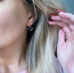 Earrings Heart, Black, Hollow, Punched Out Heart, Round, Rose Gold, Rhinestone Jewelry, Girlfriend Gift, Christmas Gift, Mother Daughter Jewelry -Jewellery Soldes Boutique il fullxfull.3280801554 5d6r