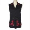 Vintage UGLY XMAS Sz M Women's Black W/Poinsettia Sweater Vest Zips Up Christmas Party Parties -Jewellery Soldes Boutique il fullxfull.3326084297 5bvc