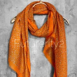Small Leopard Pattern Orange Cotton Scarf/Spring Summer Autumn Scarf/UK Seller/Scarf Women/Gifts For Mom/Gifts For Her Birthday/Christmas