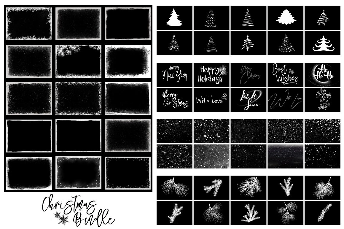 Christmas Bundle Photo Overlays, Christmas Frames, Snow, Christmas Tree Branch, Word Art, Christmas Tree, New Year, Text Overlays, Holiday 4 Christmas Bundle Photo Overlays, Christmas Frames, Snow, Christmas Tree Branch, Word Art, Christmas Tree, New Year, Text Overlays, Holiday - Image 2