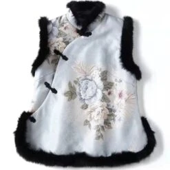 Traditional Chinese New Year Tang Song Waistcoat, Christmas Winter Tang Padded Coat, Elegant Jacquard Flowers, Hairy Festival Celebration -Jewellery Soldes Boutique il fullxfull.3398134674 i6uy