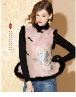 Traditional Chinese New Year Tang Song Waistcoat, Christmas Winter Tang Padded Coat, Elegant Jacquard Flowers, Hairy Festival Celebration -Jewellery Soldes Boutique il fullxfull.3398136552 fqjv