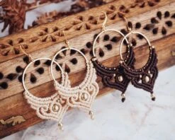 Woven Boho Earrings 'ANANDA' | Bohemian Jewelry | Micro Macrame Tribal Ethnic Jewelry | Autumn Earthy Tones | Christmas Gift For Mom