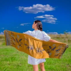 Golden Brown Silk Scarf, Pure Silk Scarf, Long Scarf, Gift For Her, Christmas Gift, Scarf For Women, Made In Greece By Kalfas -Jewellery Soldes Boutique il fullxfull.3418959185 muc8