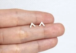 Chevron Arrow Silver Stud Earrings - Handmade Simple Studs - Silver Studs - Great Gift/ Valentine's/ Christmas/ New Year/ Birthday/ BFF