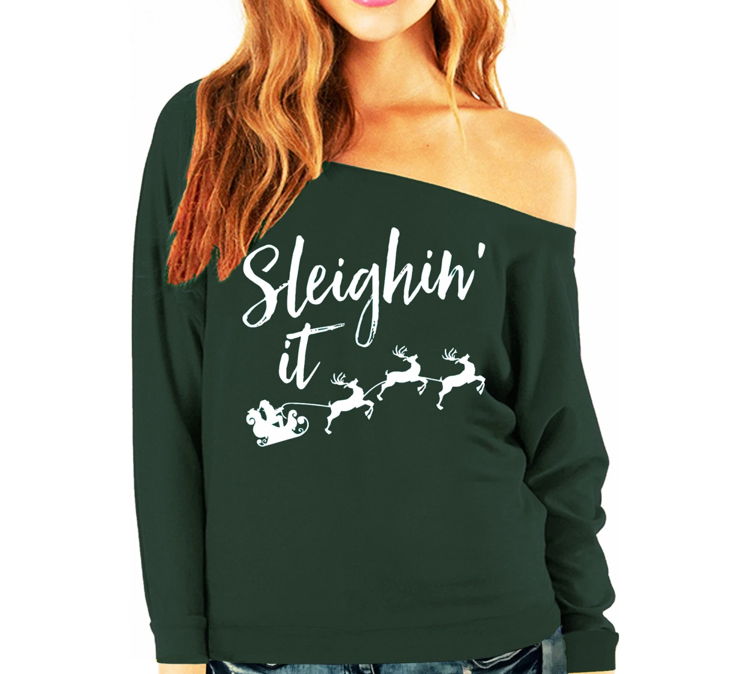 SLEIGHIN' IT Christmas Slouchy Sweatshirt, X-mas Shirts, Sleigh, Slouchy Sweatshirt, Funny Christmas Drinking Shirt, Christmas Sweatshirts 5 SLEIGHIN' IT Christmas Slouchy Sweatshirt, X-mas Shirts, Sleigh, Slouchy Sweatshirt, Funny Christmas Drinking Shirt, Christmas Sweatshirts - Image 3