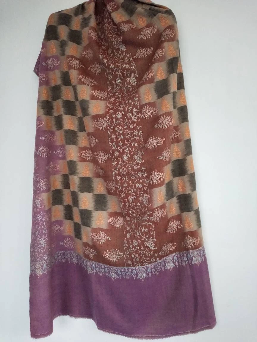 Royal Multicolor Premium Cashmere Sozni Embroidered Shawl, Wedding Wrap, Anniversary Gift. 105 X 205 Cm Large Wrap, Christmas Gift, Diwali 7 Royal Multicolor Premium Cashmere Sozni Embroidered Shawl, Wedding Wrap, Anniversary Gift. 105 X 205 Cm Large Wrap, Christmas Gift, Diwali - Image 5